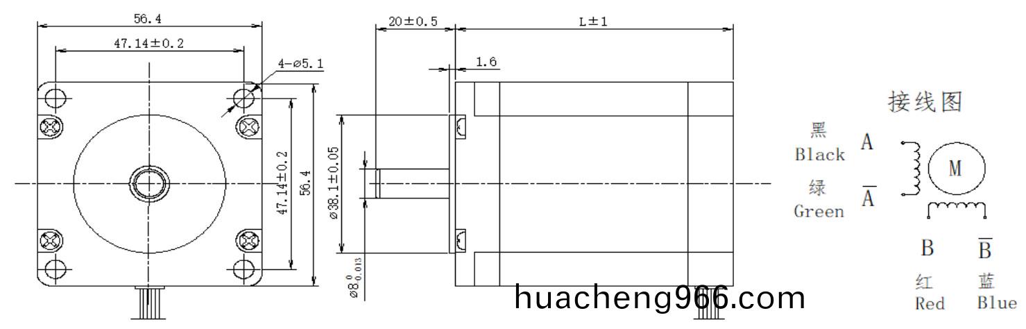 57係列0.9°兩相開(kai)環步(bu)進電(dian)機結(jie)構