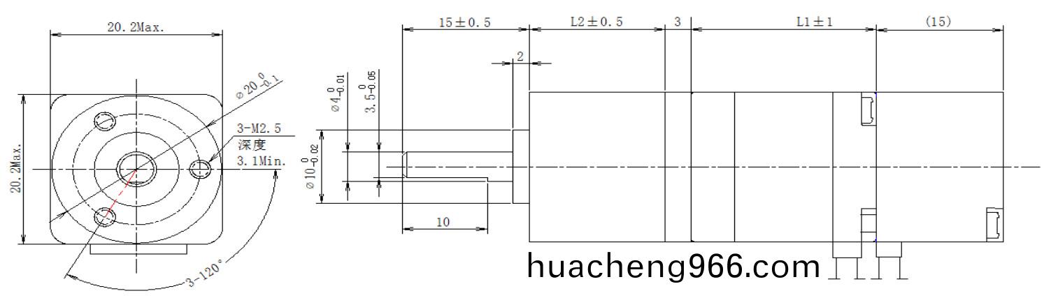 20係列閉環步進電機+齒(chi)輪(lun)箱結構