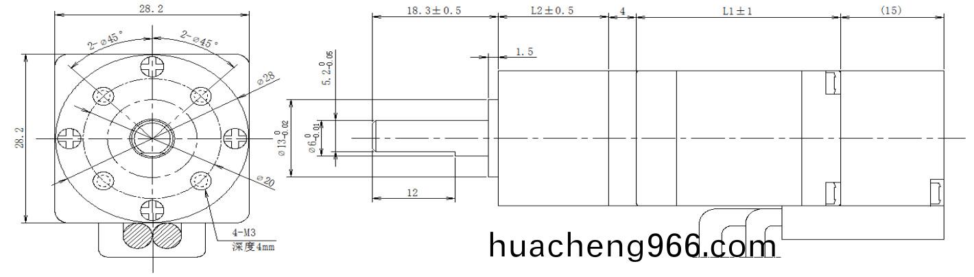 28係列閉(bi)環步(bu)進(jin)電機(ji)+齒輪箱結構(gou)